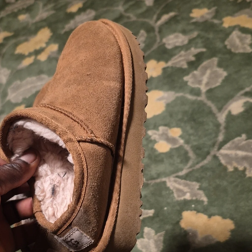UGG Tan Suede Shearling-Lined Slip-On Clogs
